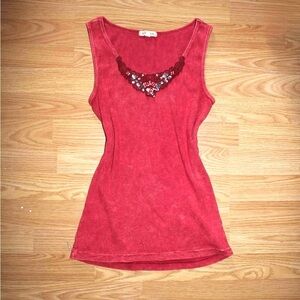 Y2k Sequin Red Tank Top